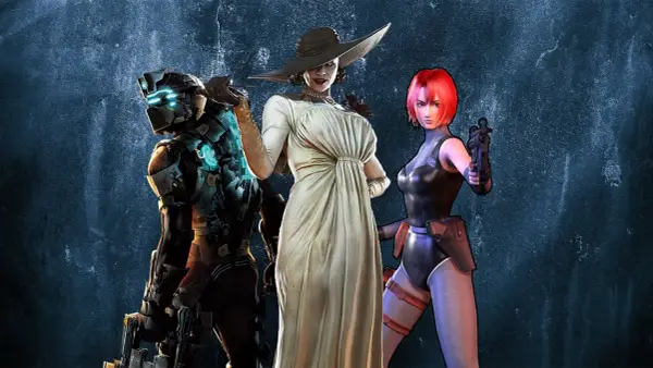Postacie z gier survival horror, w tym z gatunku gry podobne do Resident Evil: Isaac Clarke, Lady Dimitrescu i Ada Wong.