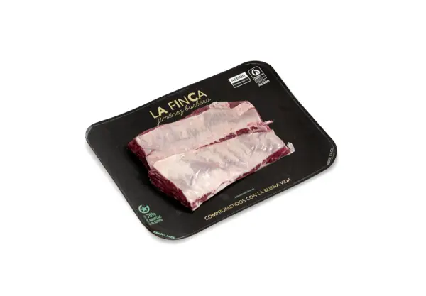 Carne de cerdo de La Finca Jiménez Barbero, envasada con menos plástico.