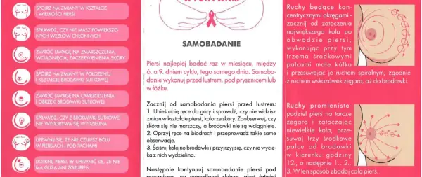 Jak dbać o piersi: samobadanie, sprawdzanie zmian w kształcie, brodawce, skórze, węzłach chłonnych i bólu.