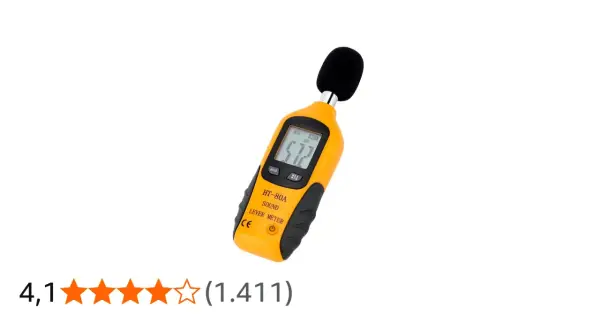 Medir db es fácil con este sonómetro amarillo. Muestra 51.2 dBA.