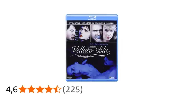 Copertina Blu-ray di "Velluto Blu", con i volti del cast e la locandina del film. Un capolavoro americano.