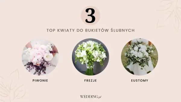 Trzy bukiety ślubne: piwonie, frezje i eustomy. Idealne na czerwiec, by stworzyć wymarzony bukiet ślubny.