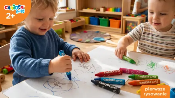 Dwóch maluchów odkrywa świat kolorów, rysując kredkami Carioca Baby. To ich pierwsze artystyczne przygody!