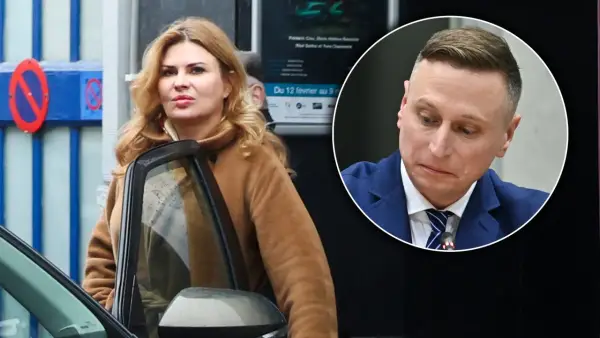Kobieta w brązowym płaszczu wychodzi z samochodu. Obok w okręgu widać mężczyznę w garniturze. Czy to tam gdzie mieszka żona Ziobry?