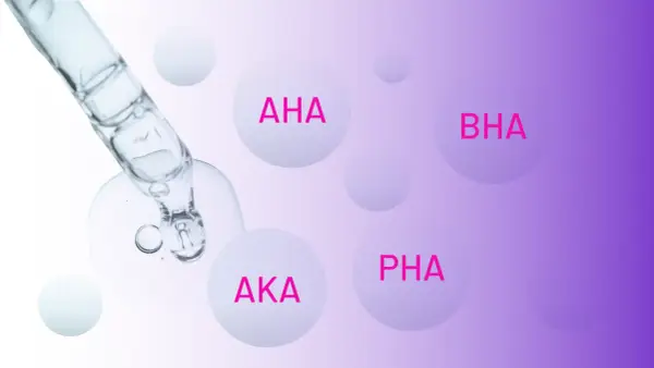 Kropla serum z kwasami AHA, BHA, AKA i PHA spływa z pipety.