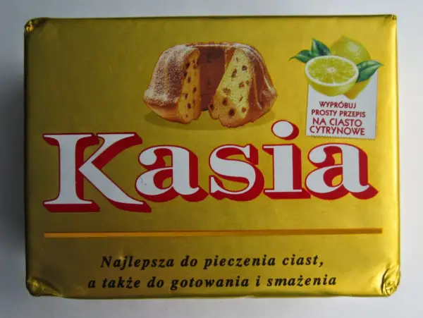 Opakowanie margaryny Kasia z babką cytrynową. Czy margaryna Kasia zawiera tłuszcze trans? Sprawdź skład, by mieć pewność.