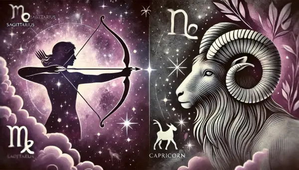 Dwa znaki zodiaku: Strzelec z łukiem i Koziorożec. Grudzień jaki znak zodiaku? To Koziorożec, symbolizujący wytrwałość.