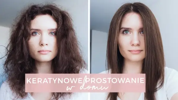 Przed i po: kręcone, puszące się włosy zamienione w gładkie i lśniące dzięki domowej keratynie.