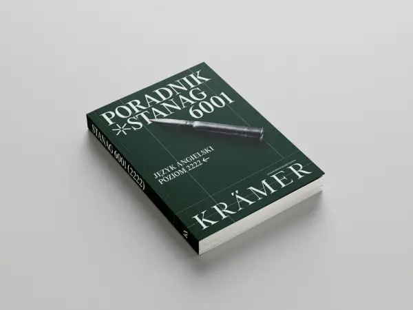Poradnik STANAG 6001 poziom 1, język angielski. Okładka z pociskiem i logo wydawnictwa Krämmer.