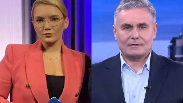 Kobieta w różowej marynarce i mężczyzna w garniturze. Czyż to żona Marka?