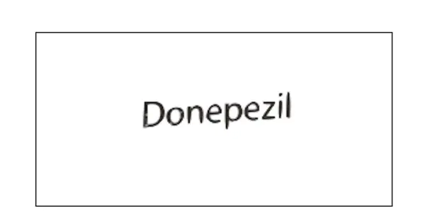 Napis "Donepezil" na białym tle.