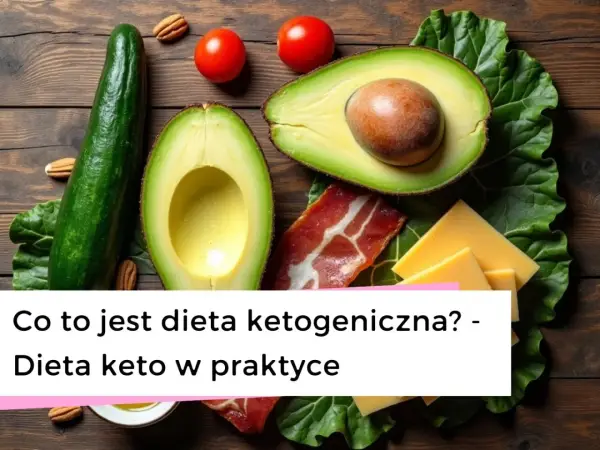Składniki diety keto: awokado, ogórek, pomidory, boczek, ser, orzechy i liście. Zasady diety keto w praktyce.