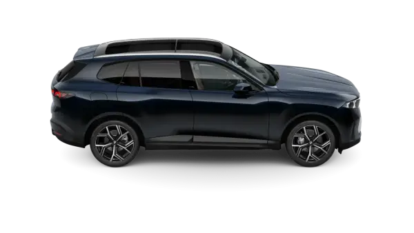 Eleganckie, nowe BMW X5 w ciemnogranatowym kolorze, z panoramicznym dachem i stylowymi felgami, gotowe na każdą podróż.