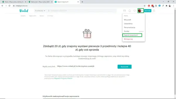 Zaproś znajomych na Vinted i zdobądź 20 zł za każde zaproszenie. Skorzystaj z opcji "Zaproś znajomych" dla darmowej dostawy!