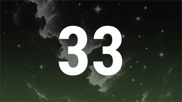 Gwiezdne niebo z liczbą 33. Numerologiczna 6 z 33, symbolizująca mistrzowskie liczby.