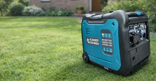 Generador inverter Konner & Sohnen en césped. Ideal para saber que generador necesito para una casa, portátil y eficiente.