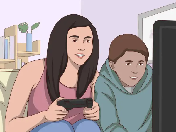 Ragazza e ragazzo giocano ai videogiochi, un'ottima idea per le cose da fare quando ti annoi per ragazze.