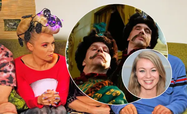 Anna Ilczuk z mężem w stylizacji na Kozaków. Kobieta ma ekstrawagancką fryzurę z lampkami.