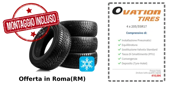 Set di 4 gomme Ovation Tires 205/55R17 con montaggio incluso. Offerta per l'anno gomme.