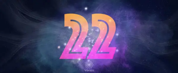 Le chiffre 22, aux couleurs vives, flotte dans un ciel étoilé. Il symbolise la puissance créatrice et la manifestation des rêves.