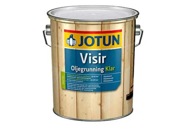 Jotun Visir Oljegrunning Klar, en grundolja innan målning för träytor utomhus.