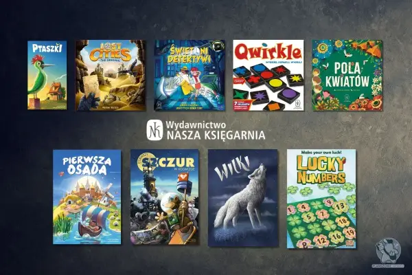 Zapowiedzi gier planszowych: Ptaszki, Lost Cities, Świetni Detektywi, Qwirkle, Pola Kwiatów, Pierwsza Osada, Szur w Kosmosie, Wilki, Lucky Numbers.