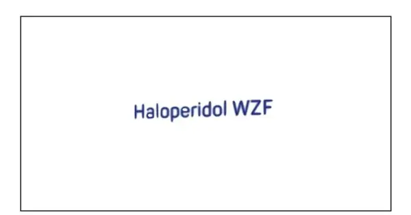 Napis "Haloperidol WZF" na białym tle.