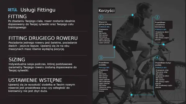 Kobieta na rowerze podczas sesji bike fitting. Dopasowanie roweru do ciała poprawia komfort i zapobiega bólom.