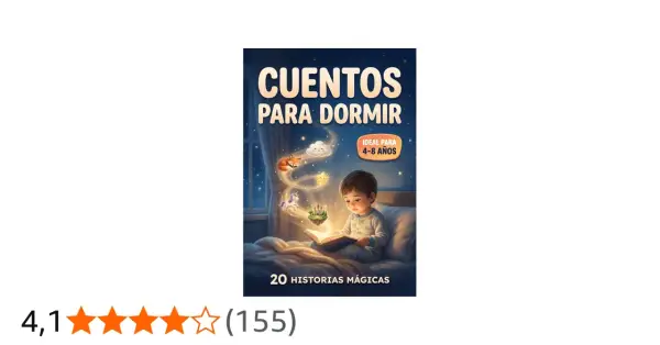 Un niño lee un libro de cuentos para dormir profundamente, rodeado de magia y fantasía. Ideal para niños de 4 a 8 años.