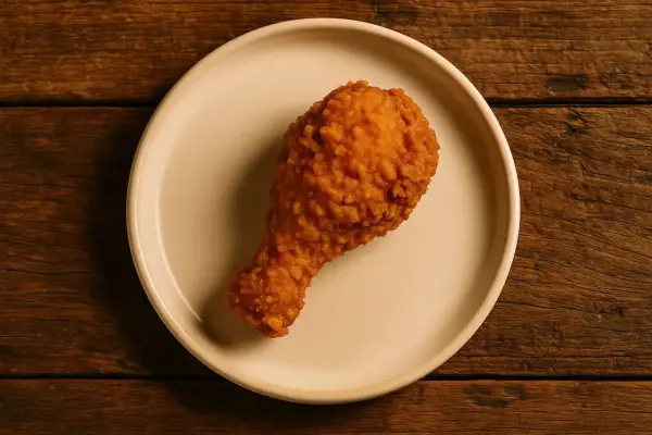 Chrupiący kurczak z KFC na talerzu. Zastanawiasz się nad frytki KFC kcal?