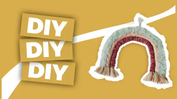 Tęcza DIY, symbol nadziei i obietnicy w chrześcijaństwie, wykonana z włóczki.