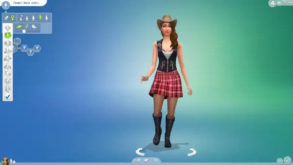 Symka w kowbojskim kapeluszu i kratce, gotowa na przygodę. Tworzenie postaci w The Sims 4 to świetna zabawa, a mody do Simsów dodają jeszcze więcej możliwości!