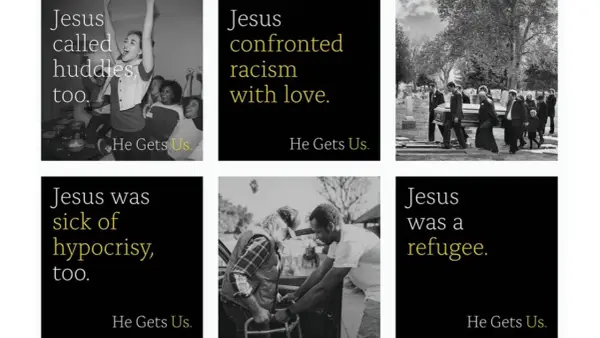 Jesus-Werbung: Jesus rief zu Gemeinschaft auf, konfrontierte Rassismus, war sick of Heuchelei und war ein Flüchtling. Er versteht uns.