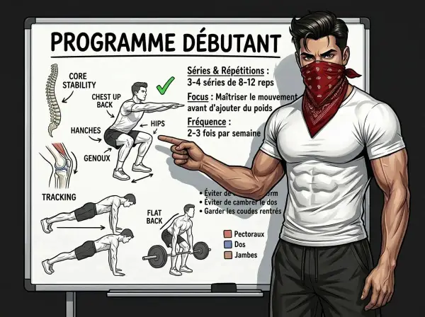 Programme de callisthénie pour débutants : focus sur la maîtrise du mouvement. S'entraîner 2-3 fois/semaine.