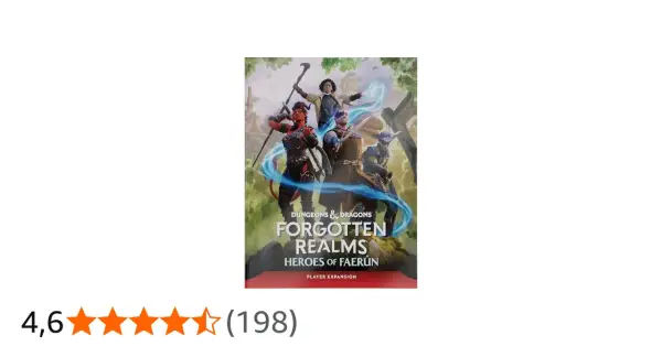 Okładka "Heroes of Faerûn", rozszerzenia do D&D, przedstawia czwórkę bohaterów gotowych na przygody w krainie Faerûn.