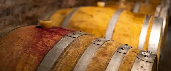 Botti di legno in cantina, pronte per la fermentazione alcolica spiegazione semplice.