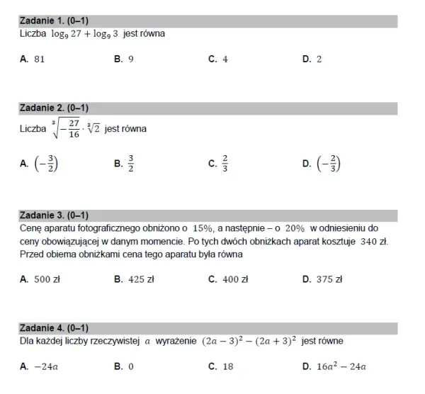 Matura matematyka 2023: Struktura arkusza, zadania, punkty