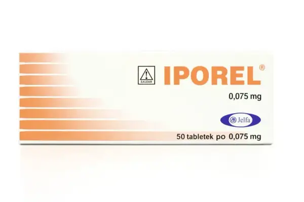 Opakowanie leku Iporel 0,075 mg, zawierające 50 tabletek.