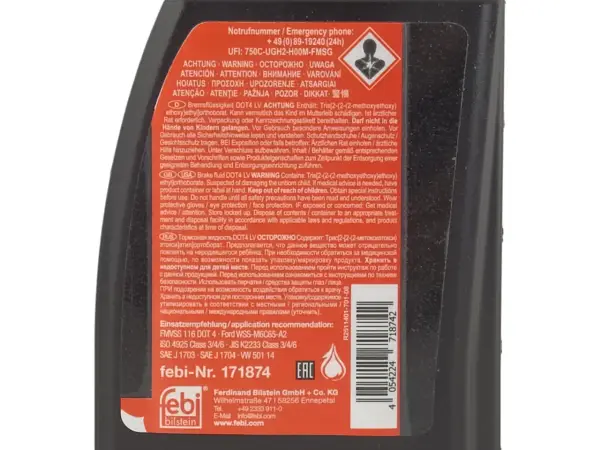 Płyn hamulcowy DOT4 LV. Oznaczenie produktu i jego skład. Informacje o bezpieczeństwie i zastosowaniu.