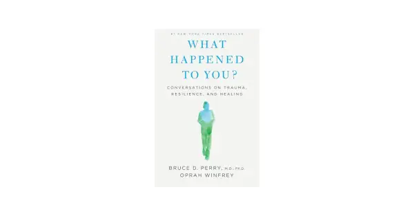 Okładka książki "What Happened to You?" z sylwetką człowieka. Dowiadujemy się, co ci się przydarzyło, by zrozumieć siebie.