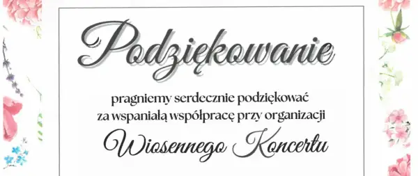 Eleganckie podziękowanie z kwiatową ramką i napisem "Podziękowanie".