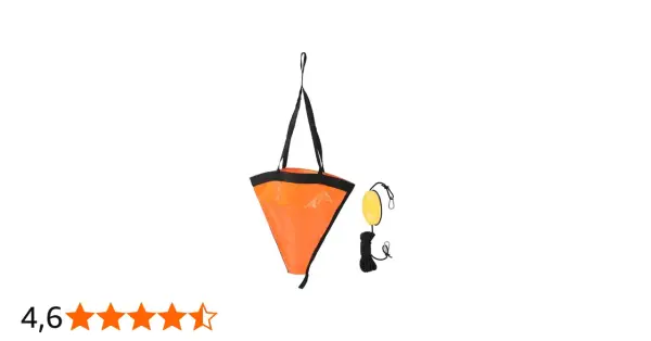 Ancre flottante orange pour bateau, avec bouée jaune et corde. Essentiel pour la sécurité nautique.