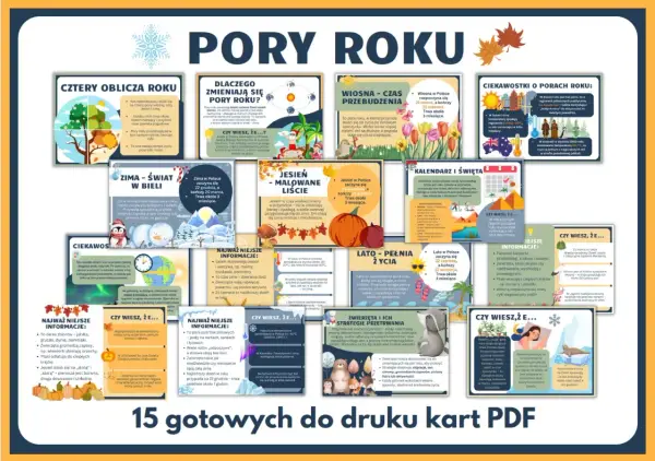 Pory roku do druku: wiosna, lato, jesień, zima. Poznaj ciekawostki o każdej porze roku i dowiedz się, dlaczego się zmieniają.