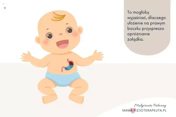 Uśmiechnięte dziecko z widocznym żołądkiem. Może to wyjaśniać, dlaczego dziecko ulewa 2 godziny po jedzeniu.