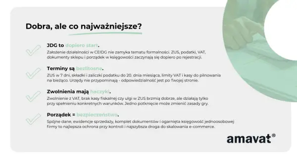 Kluczowe aspekty prowadzenia e-commerce: formalności, terminy, zwolnienia i porządek w księgowości.