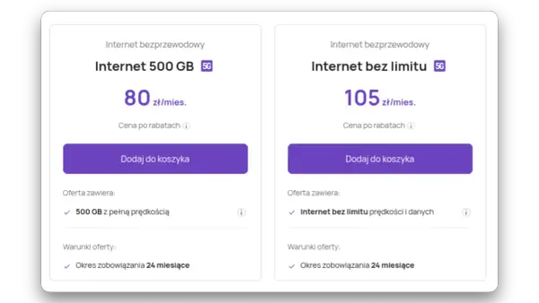Internet bez limitu prędkości i danych za 105 zł/mies. To idealna opcja, jeśli potrzebujesz play internet mobilny bez limitu.