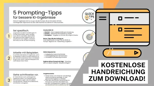 5 Tipps für bessere KI-Ergebnisse, die wie ein Unterrichtsentwurf aufgebaut sind. Lerne, wie du mit spezifischen Prompts und Beispielen das volle Potenzial von KI-Tools ausschöpfst.