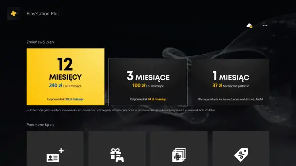 PlayStation Plus: zobacz aktualną playstation plus cena za 1, 3 i 12 miesięcy. Najkorzystniej wychodzi roczna subskrypcja.