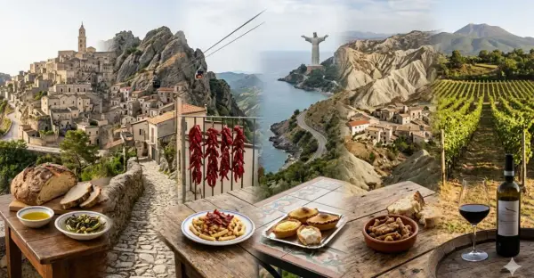 Paesaggi mozzafiato, borghi arroccati, il Cristo Redentore, e sapori autentici: un assaggio delle cose tipiche della Basilicata, tra calici di vino e dolci tentazioni.