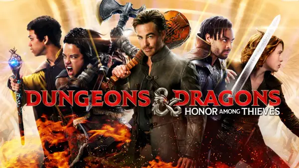 Drużyna bohaterów z filmu Dungeons & Dragons: Złodziejski honor, gotowa do walki.